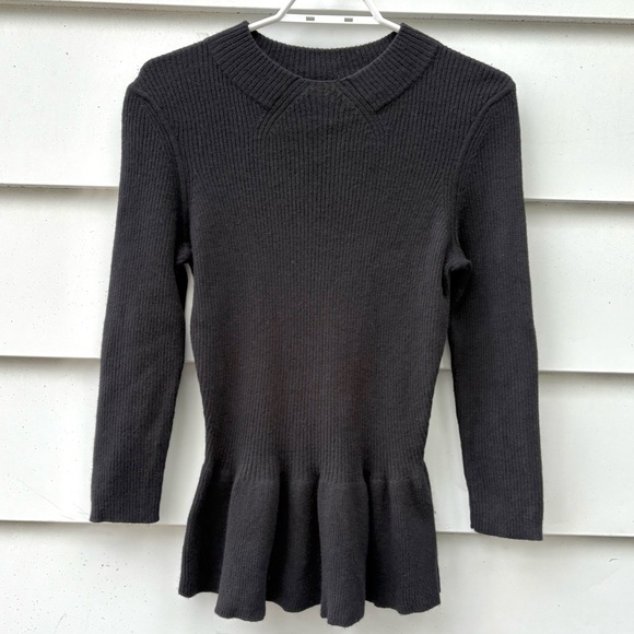Tory Burch Madeline Black Peplum Sweater | M - Picture 2 of 6